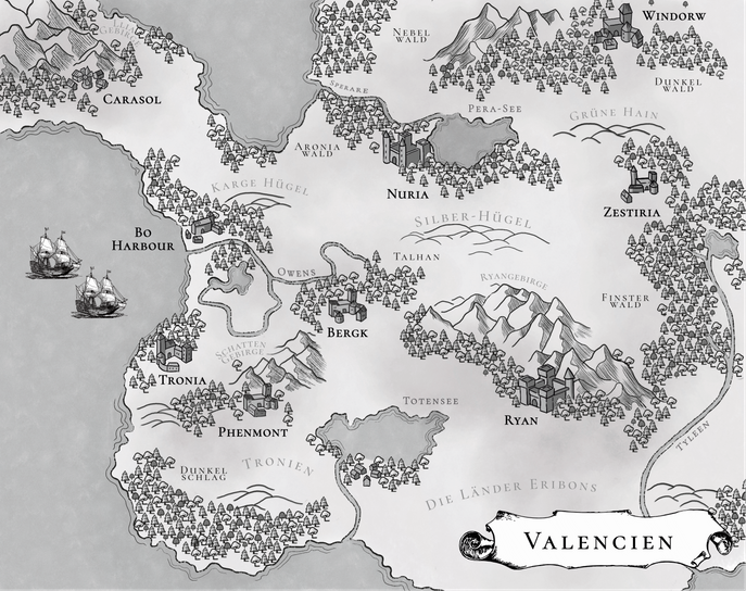Fantasy Landkarte aus dem Buch Schattenschimmer